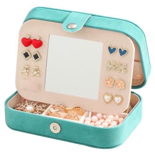 Multifunctional Jewelry Box, PU Leather, with Flocking Fabric, portable & durable & dustproof 