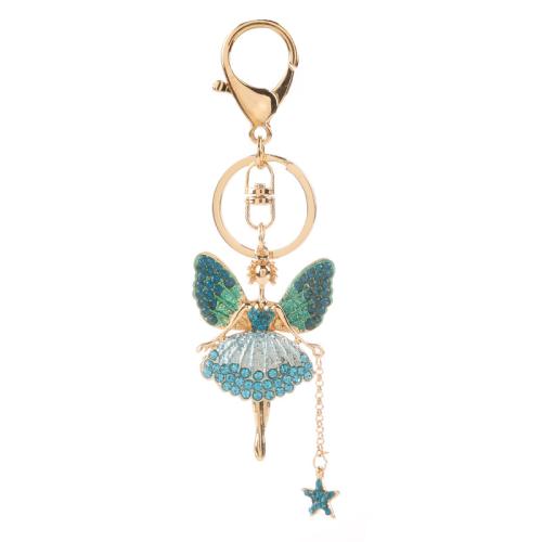 Zinc Alloy Key Clasp, Angel, gold color plated, for woman & with rhinestone 