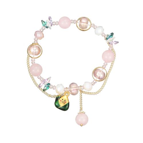 cristal bracelet, avec Pierre naturelle & chalumeau & laiton, Zongzi, Style coréen & pour femme, plus de couleurs à choisir Environ 6.7 pouce, Vendu par PC