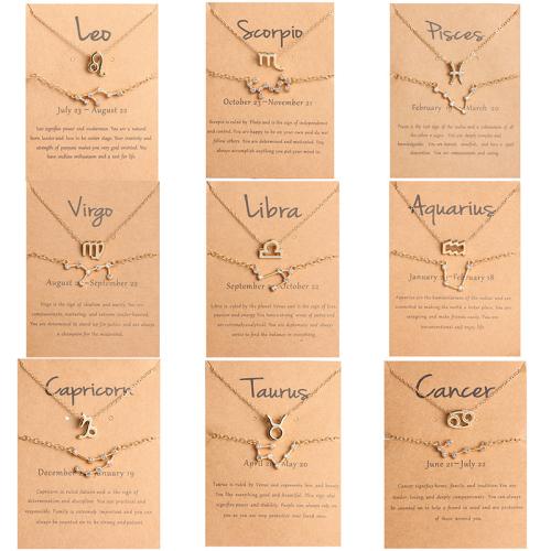 Zinc Alloy Bracelet Set, 12 Signs of the Zodiac, gold color plated, 2 pieces & for woman & with rhinestone Approx 6-8 Inch 
