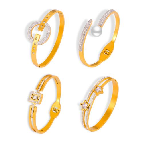 Titane bracelet en acier et bracelet, Acier titane, avec Tchèque, bijoux de mode & styles différents pour le choix & pour femme, doré, Vendu par PC