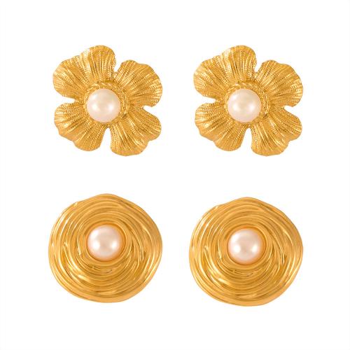 Titan Stahl Ohrringe, Titanstahl, mit Kunststoff Perlen, Modeschmuck & verschiedene Stile für Wahl & für Frau, keine, verkauft von Paar