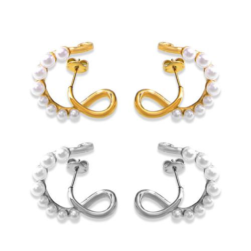 Acier titane boucle d oreille dormeuse, avec Shell Pearl, bijoux de mode & pour femme, plus de couleurs à choisir Vendu par paire