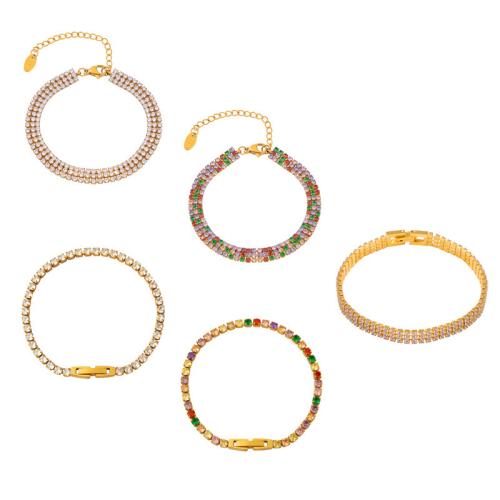 Titan Edelstahl Armband / Armreif, Titanstahl, verschiedene Stile für Wahl & Micro pave Zirkonia & für Frau, goldfarben, verkauft von PC