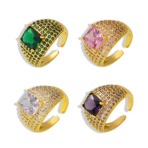 Латунное кольцо с стразами, Латунь, с стеклянная дрель, ювелирные изделия моды & Женский, Золотой, размер:7, продается PC