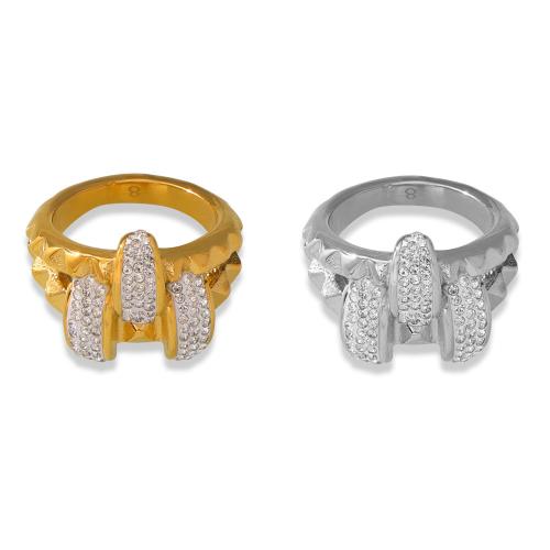 Титан Сталь палец кольцо, титан, с чешский, ювелирные изделия моды & разный размер для выбора & Женский, Много цветов для выбора, продается PC