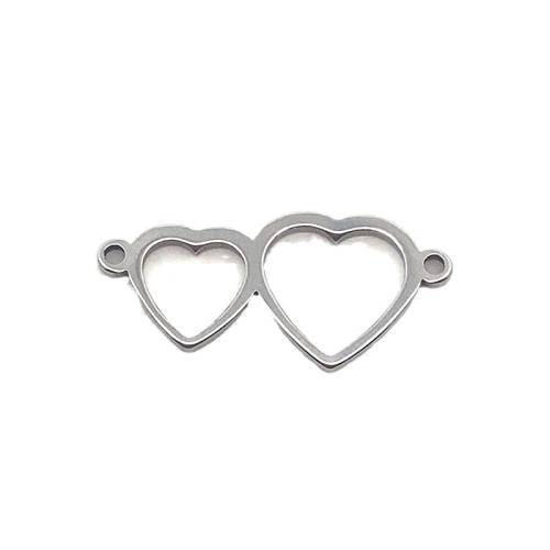 Stainless Steel Charm Connector, 304 Stainless Steel, Heart, DIY, original color 