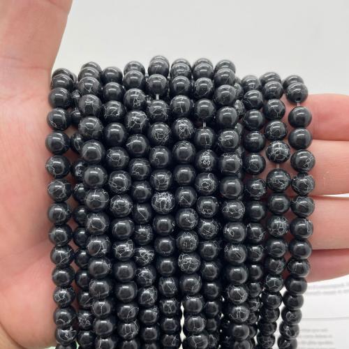 Perles en Turquoise synthétiques, Rond, DIY & normes différentes pour le choix, noire Environ 38 cm, Vendu par brin