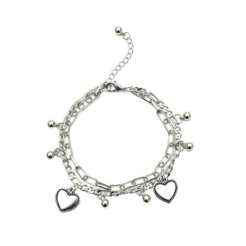 Fashion Zinc Alloy Bracelets, with 5cm extender chain, Heart, plated, fashion jewelry & for woman cm 