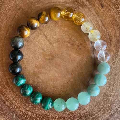 Gemstone Bracelets, Round, fashion jewelry & Unisex, mixed colors, 8mm .32 cm 