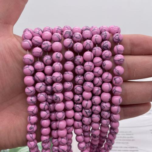 Synthetic Turquoise Beads, Round, DIY pink Approx 38 cm 