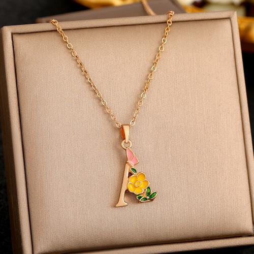 Enamel Zinc Alloy Necklace, with 5cm extender chain, Alphabet Letter, gold color plated, fashion jewelry & for woman cm 