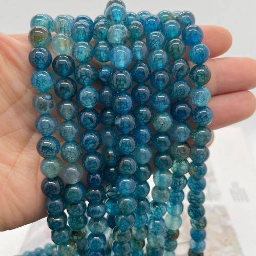 Perles agate veines de dragon naturelles, Rond, DIY & normes différentes pour le choix, bleu Environ 38 cm, Vendu par brin[