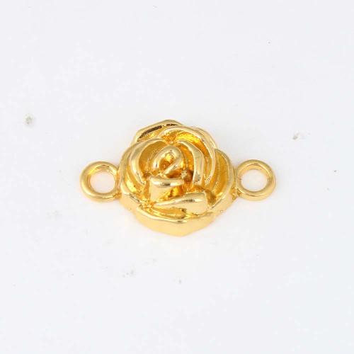 Brass Connector, Rose, gold color plated, DIY & 1/1 loop 