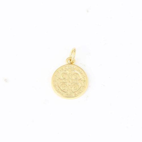 Brass Jewelry Pendants, Round, gold color plated, DIY 