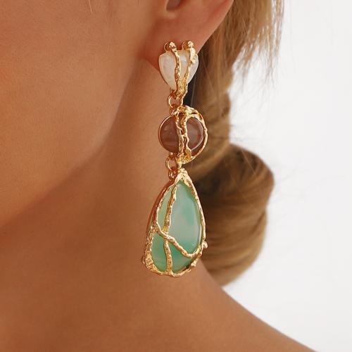 Resin Zinc Alloy Earring, with Resin, gold color plated, fashion jewelry, mixed colors 