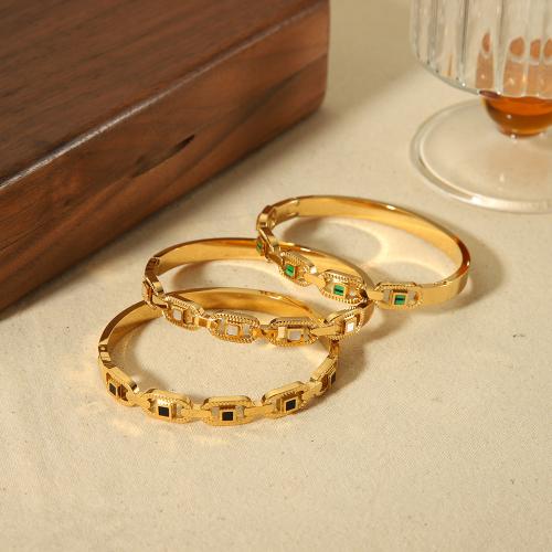 Bracelet en acier inoxydable, Acier inoxydable 304, Placage de couleur d'or, bijoux de mode & avec strass, doré, Vendu par PC