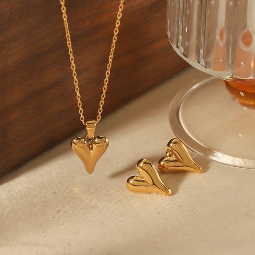 Fashion Stainless Steel Jewelry Sets, 304 Stainless Steel, Heart, plated, fashion jewelry gold 