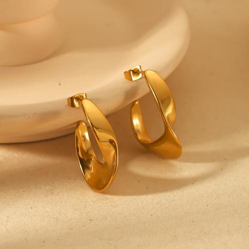 Stainless Steel Stud Earring, 304 Stainless Steel, gold color plated, fashion jewelry, golden 