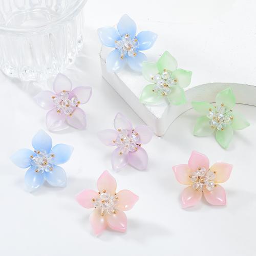Resin Zinc Alloy Earring, with Resin & Acrylic, Flower, fashion jewelry & for woman 