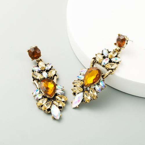 Zinc Alloy Rhinestone Drop Earring, Flower, fashion jewelry & for woman & with rhinestone 
