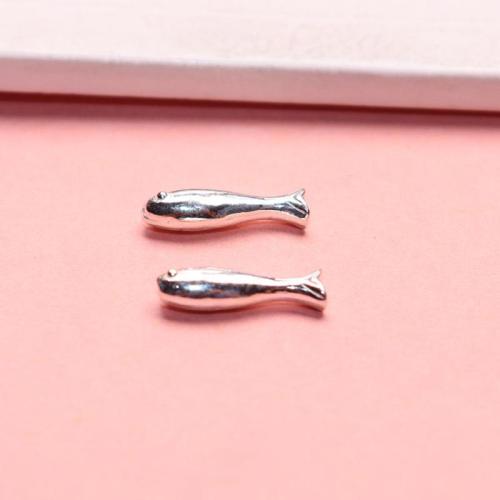 Sterling Silver Spacer Beads, 925 Sterling Silver, Fish, DIY, silver color Approx 1mm 