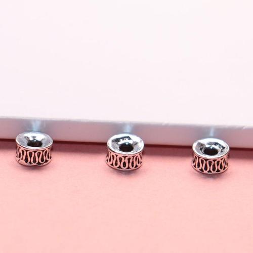 Sterling Silber Spacer Perlen, 925 Sterling Silber, DIY, originale Farbe, 6mm, Bohrung:ca. 2mm, verkauft von PC