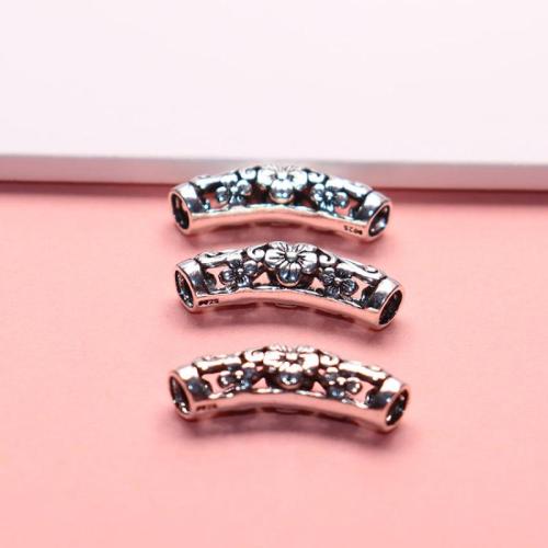 925 Sterling Silver Curved Tube Beads, DIY, original color Approx 4mm 