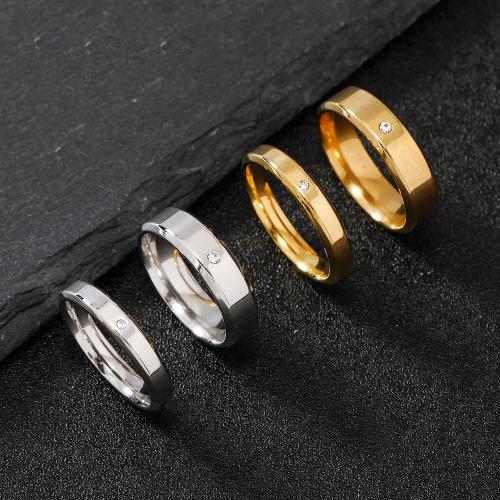 Couple Finger Rings, 304 Stainless Steel, Unisex & with rhinestone [