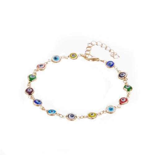 Evil Eye Bracelet Bijoux, alliage de zinc, avec résine, avec 5cm chaînes de rallonge, Placage de couleur d'or, Style bohème & pour femme, plus de couleurs à choisir cm, Vendu par PC