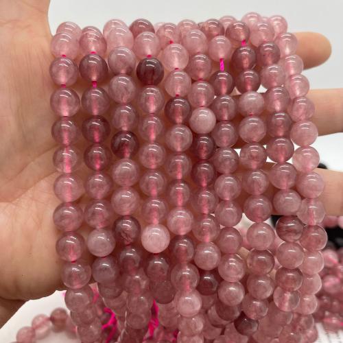 Strawberry Quartz Perle, rund, DIY & verschiedene Größen vorhanden, Rosa, Länge:ca. 38 cm, verkauft von Strang