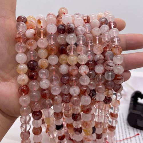 Einzelne Edelstein Perlen, Roter Marmorkleber Stein, rund, DIY & verschiedene Größen vorhanden, gemischte Farben, Länge:ca. 38 cm, verkauft von Strang