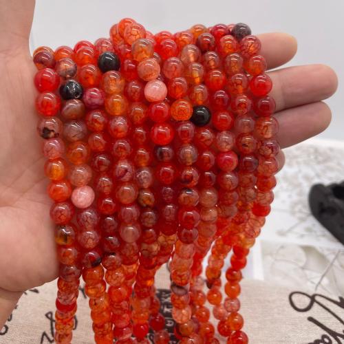 Natural Dragon Veins Agate Beads, Round, DIY reddish orange Approx 38 cm 
