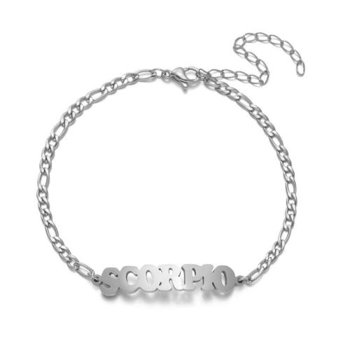 Stainless Steel Chain Bracelets, 304 Stainless Steel, with 5cm extender chain, 12 Signs of the Zodiac, Vacuum Ion Plating, fashion jewelry & Unisex Approx 17 cm 