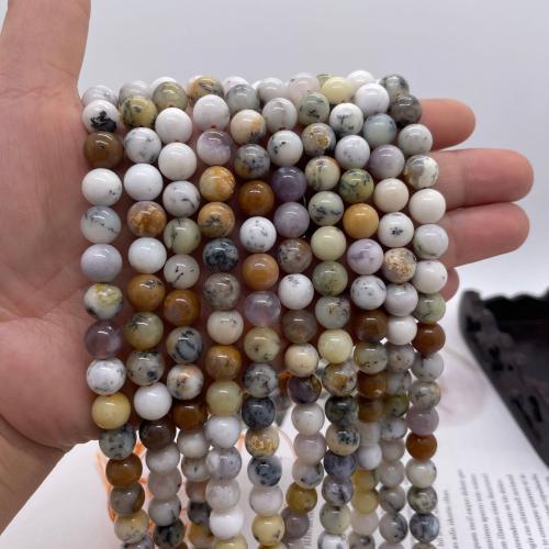 Opal Perlen, Gelber Opal, rund, DIY & verschiedene Größen vorhanden, gemischte Farben, Länge:ca. 38 cm, verkauft von Strang