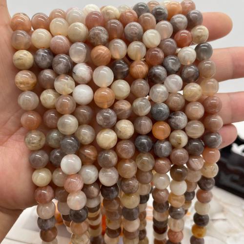 Sonnenstein Perle, rund, DIY & verschiedene Größen vorhanden, gemischte Farben, Länge:ca. 38 cm, verkauft von Strang
