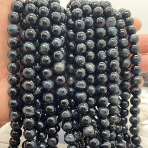 Single Gemstone Beads, Silver Obsidian, Round, DIY black Approx 38 cm 