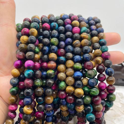 Perles d'Oeil de tigre, Rond, DIY & normes différentes pour le choix, multicolore Environ 38 cm, Vendu par brin