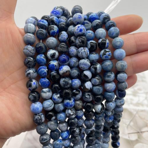 Natural Fire Agate Beads, Round, DIY blue Approx 38 cm 