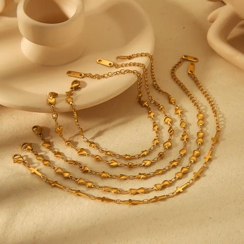 Stainless Steel Chain Bracelets, 304 Stainless Steel, gold color plated, fashion jewelry golden 