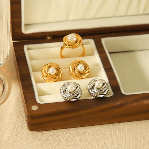 Fashion Stainless Steel Jewelry Sets, 304 Stainless Steel, with Plastic Pearl, plated, fashion jewelry 