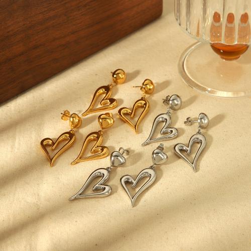 Stainless Steel Drop Earring, 304 Stainless Steel, Heart, plated, fashion jewelry 