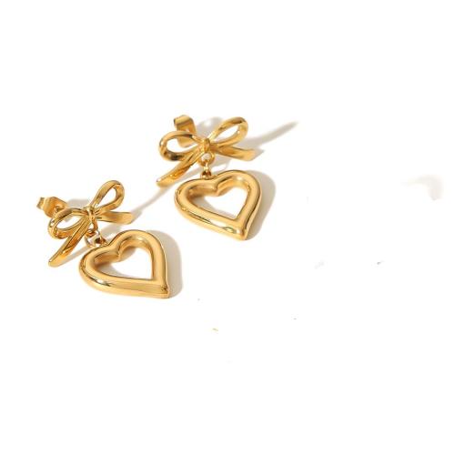 Stainless Steel Drop Earring, 304 Stainless Steel, gold color plated, fashion jewelry, golden 