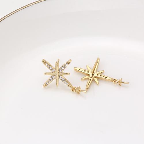 Brass Earring Drop Component, real gold plated, DIY & micro pave cubic zirconia 20mm [