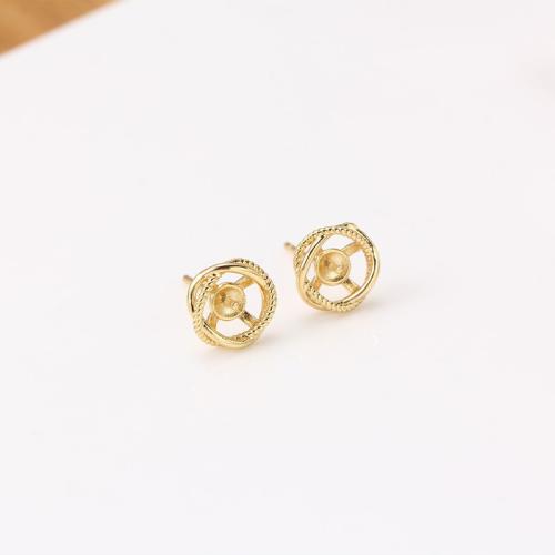 Brass Earring Stud Component, real gold plated, DIY 