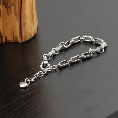 Sterling Silver Bracelets, 925 Sterling Silver, with 5CM extender chain, Unisex, silver color Approx 17 cm 