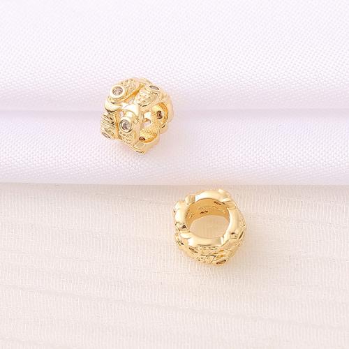 Brass Spacer Beads, real gold plated, DIY & micro pave cubic zirconia, golden Approx 4.5mm 