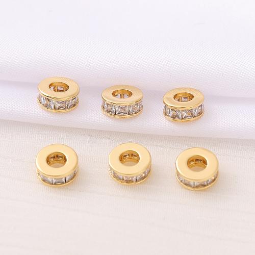 Brass Spacer Beads, real gold plated, DIY & micro pave cubic zirconia, golden Approx 3mm 