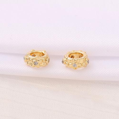 Brass Spacer Beads, real gold plated, DIY & micro pave cubic zirconia, golden Approx 4mm 