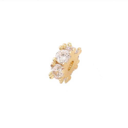 Entretoise de perles en laiton, Plaqué d'or, DIY & pavé de micro zircon, doré Environ 2mm, Vendu par PC